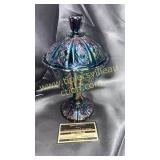 Carnival Fenton candy stand with lid