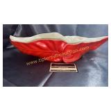 Vintage Shawnee pottery red leaf gondola bowl