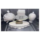 Group of milk glass some have chips