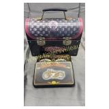 Harley Davidson metal lunchbox and playing cards