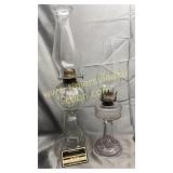 2 clear oil lamps