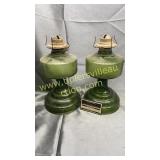 Pair of green oil lamps