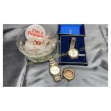 3 Dr.Pepper Seiko watches and bowl of Dr.Pepper