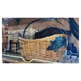 Basket with metal handle and ivy