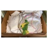 Box of vintage linens