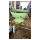 Green enamel ware collander