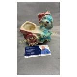 Vintage pottery blue dog