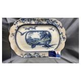 Gorgeous old flow blue pheasant/game bird platter