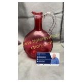 Cranberry art glass cruet pitcher