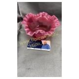 Cranberry opalescent ruffle bowl