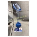 Heavy blue art glass vase