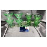 9 Vaseline glass sherbets