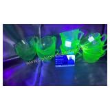 10 Vaseline glass teacups