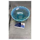 Blue opalescent bowl