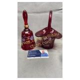 Fenton Ruby hand painted bell and basket