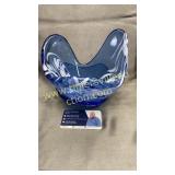 Blue and white art glass signed