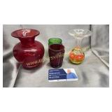 Group of art glass vases