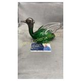 Green art glass duck cruet