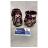 Ruby cut to clear vase and fairy lamp top