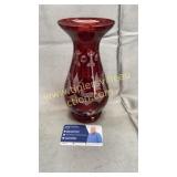 Ruby to clear stag vase has chip on rim