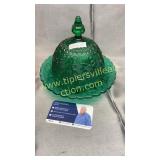 Green tiara sandwich glass butter dish
