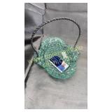 Uranium glass daisy and button basket