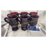 6 Ruby red cape cod mugs