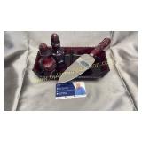 Ruby red cape cod divided dish, shakers and cake