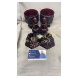 Ruby red cape cod candle holders, shakers and 2