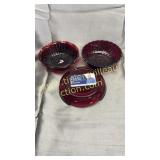 Ruby red stand and 2 bowls