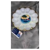 NOS milk glass egg plate