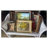 Group of paintings and frames