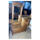 Antique oak dresser with hat box side