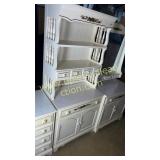 Vintage white book shelf hutch