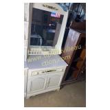 Vintage white mirrored vanity cabinet