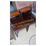 Pair of mahogany leather top tables
