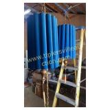 Pair of vintage blue velvet shade hanging lamps.