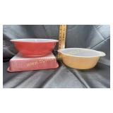 2 pcs Pyrex pink and fire king luster ware