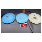 3 Fenton satin collector plates