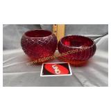 2 amberina rose bowls