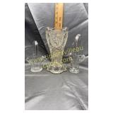 Crystal vase and 2 baskets