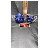 Blue willow cream and sugar