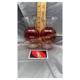 Cranberry and clear vases