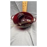 5 Ruby red teacups in bowl