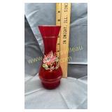 Red hand painted vase