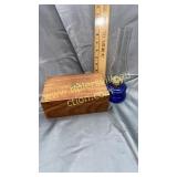 Cobalt mini lamp and wood ship box