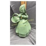 Green vintage pottery lady planter