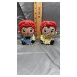 Raggedy Anne and Andy head vases