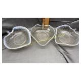 3 moonstone folded dishes with handles