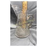Heavy etched crystal pitcher